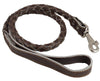 4-thong Round Fully Braided Genuine Leather Dog Leash 43" Long 1" Wide Cane Corso Mastiff Great Dane