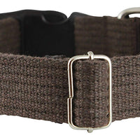 Cotton Web Adjustable Dog Collar with Locking Device 4 Sizes Brown