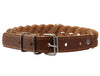 Genuine Leather Braided Dog Collar 17"-21" Neck, 1" Wide, Brown