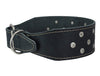 3" Extra Wide Heavy Duty Genuine Leather Studded Black Leather Collar 20"-24.5" Neck Large Breeds