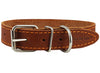 Genuine Leather Dog Collar Stars Pattern Brown 4 Sizes