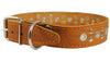Genuine Leather Studded Dog Collar 22"x1.4" Tan Fits 14.5"-18" Neck