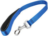 Short Dog Leash Padded Handle Wide Nylon Traffic Lead 22" Long Blue
