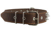 Real Leather Brown Spiked Dog Collar, 1.6" Wide. Fits 19"-23" Neck Large Mastiff, American Bulldog