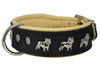 Real Leather Soft Leather Padded Dog Collar Bulldog Black/Beige