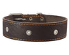 Genuine Leather Studded Dog Collar, Brown, 1.75" Wide. Fits 18.5"-22" Neck.For Large Breeds