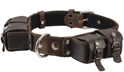 4lbs Genuine Leather Weighted Dog Collar 1.5