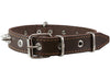 Dogs My Love Real Leather Brown Spiked Dog Collar Spikes, 1" Wide. Fits 14"-17" Neck, Medium Breeds