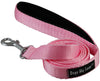 Dogs My Love 4ft Long Neoprene Padded Handle Nylon Leash 4 Sizes Pink