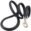 Dogs My Love 4ft Long Round Genuine Rolled Leather Dog Leash Black