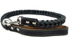4-thong Square Fully Braided Genuine Leather Dog Leash, 3.5 ft Length 1" Wide Black Large to X-Large