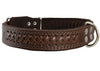 Genuine Leather Braided Dog Collar, Brown 1.6" Wide. Fits 19"-24" Neck.