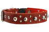 Red Genuine Leather Studded Dog Collar, Soft Suede Padded1.5 Wide. Fits 17"-20" Neck