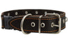 Brown Genuine Leather Studded Dog Collar, Soft Suede Padded1.5" Wide. Fits 17"-20" Neck