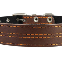 Genuine Leather Dog Collar, Padded Brown, 1.5" Wide. Fits 14"-18" Neck Size , Medium