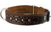 Genuine Leather Braided Studded Dog Collar, Soft Suede Padded Brown 1.5" Wide. Fits 17"-21" Neck