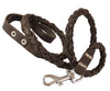 Round Fully Braided Genuine Leather Dog Leash, 4 Ft x 5/8" (15mm), Medium Breeds