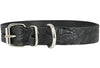 Genuine Tooled Leather Dog Collar Floral Pattern Black 3 Sizes