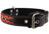 Genuine Leather Braided Studded Dog Collar, Red on Black 1.5" Wide. Fits 17"-22" Neck.