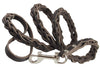 Brown Genuine Leather Braided Dog Leash 45" Long 4-thong Square Braid for Medium Breeds