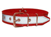 Genuine Leather Reflective Dog Collar 27" Long 1.6" Wide Red Fits 19.5"-23.5" Neck