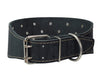 3" Extra Wide Heavy Duty Genuine Leather Studded Black Leather Collar 20"-24.5" Neck Large Breeds