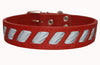 Genuine Leather Reflective Dog Collar 26"x1.5" Red Fits 18"-23" Neck