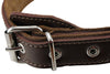 Genuine Leather Braided Studded Dog Collar, Soft Suede Padded Brown 1.5" Wide. Fits 17"-21" Neck