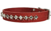 Genuine Leather Spiked Studded Dog Collar Red 18"-22" Neck 1.5" Wide Doberman, Rottweiler, Pitbull