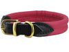 Pink Soft Genuine Rolled Leather Dog Collar Brass Hardware