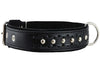 Genuine Leather Braided Studded Dog Collar, Black 1.5" Wide. Fits 17"-22" Neck.