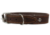 Genuine Leather Studded Dog Collar, Brown, 1" Wide. Fits 13"-17.5" Neck Size