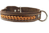 Genuine Leather Braided Dog Collar, Brown 1.25" Wide. Fits 16"-20.5" Neck.