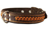 Genuine Leather Braided Dog Collar, Brown 1.5" Wide. Fits 17"-22" Neck.