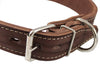 Thick Genuine Real Leather Spiked Dog Collar 1.5" Wide Brown Sized to Fit 18"-22.5" Neck