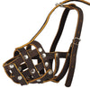 Secure Real Leather Mesh Basket Dog Muzzle - Spaniel, Poodle, Schnauzer (Circumf 9", Snout 2.7")