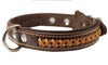 Genuine Leather Braided Dog Collar, Brown 1.25" Wide. Fits 16"-20.5" Neck.