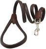 Dogs My Love 4ft Long Round Genuine Rolled Leather Dog Leash Brown