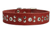 Genuine Leather Studded Dog Collar 22"x1.4" Red Fits 14.5"-18" Neck