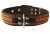 Genuine Leather Braided Dog Collar, Brown 1.5" Wide. Fits 17"-22" Neck.