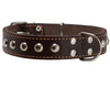 Genuine 1.25" Wide Thick Leather Studded Dog Collar. Fits 15"-20" Neck, Medium Breeds.