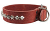 Genuine Leather Spiked Studded Dog Collar Red Sized to Fit 18"-22" Neck 2" Wide Retriever, Doberman