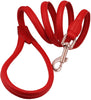 Dogs My Love 4ft Long Round Genuine Rolled Leather Dog Leash Red