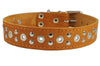 Genuine Leather Studded Dog Collar 22"x1" Tan Fits 15"-19.5" Neck