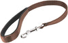 Short Dog Leash Padded Handle Wide Nylon Traffic Lead 22" Long Brown