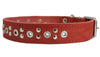 Genuine Leather Studded Dog Collar 22"x1.4" Red Fits 14.5"-18" Neck
