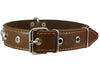 Genuine 1.5" Wide Thick Leather Studded Dog Collar. Fits 17"-21.5" Neck, Large Breeds.