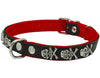 Real Leather Skull Studded Padded Dog Collar Black/Red