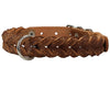 Genuine Leather Braided Dog Collar 17"-21" Neck, 1" Wide, Brown