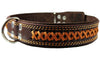 Genuine Leather Braided Dog Collar, Brown 1.6" Wide. Fits 19"-24" Neck.